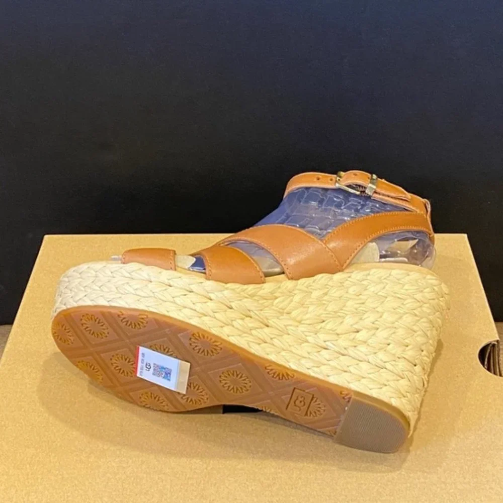 Ugg Careena Chestnut Espadrille Wedges Sandals Shoes Heels Pumps Multi Size NEW